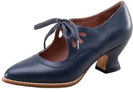 Escarpins rétro Mary Jane pour femme - Style vintage - À lacets - Talon bas - Chaussures Derby - Grande taille