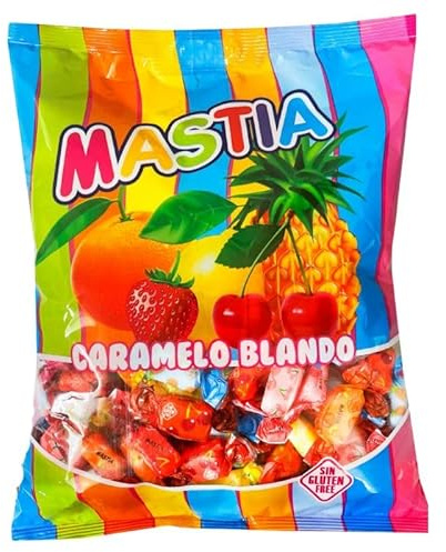 Mastia Caramelos Masticables - Doble Lazo, Surtido de Sabores Frutales Textura Suave, Sin Gluten, Bolsa 1KG
