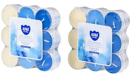 Juego de 36 velas de té antitabaco, aroma fresco, neutralizantes, decoración de mesa, contra nicotina, humo y tabaco