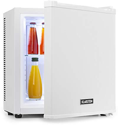 KLARSTEIN Mini Frigo de Chambre 13L pour Snacks et Boissons, Silencieux, Bar, Réfrigérateur Camping, Cosmetique, avec Étagères Réglables, 5-15°C