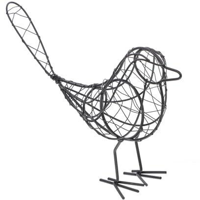 IMIKEYA Garden Iron Bird Ornament: Animal Figurines Home Decor Metal Wire Sculpture for Garden Home Decoration Black Wrought Iron Bird Decoration Outdoor (20x23cm)