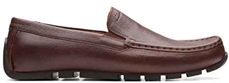 Clarks Oswick Scarpe in Pelle Tinta Unita in Marrone Scuro, Marrone Scuro Lea, 44 EU