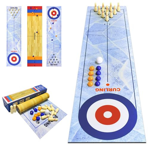 Juego de bolos 3 en 1, juego de bolos de mesa con 8 bolas de bolos, juego de mesa portátil en miniatura adecuado para la escuela, hogar, oficina, fiesta