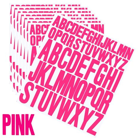 HNTR® Pink Vinyl Letter Stickers | Pink Alphabet Stickers | 416 Sticky Letters for Crafts, Scrapbook and Journal | Self-Adhesive Vinyl Letters | 16 Sets of Large & Small Letter (5cm & 2.5cm)
