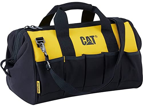 CATERPILLAR - Sac a outils 28L Base PVC Tissu Polyester 600D 10 poches extérieures 10 poches intérieures Léger
