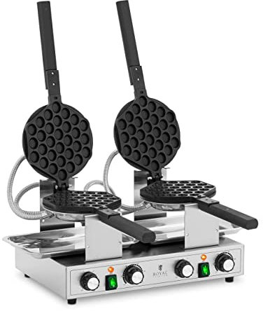 Royal Catering RCWM-2800-B Bubble Gofrera 2 x 1400 W 50-250 °C Temporizador: 0-5 min Gofrera Máquina para gofrera