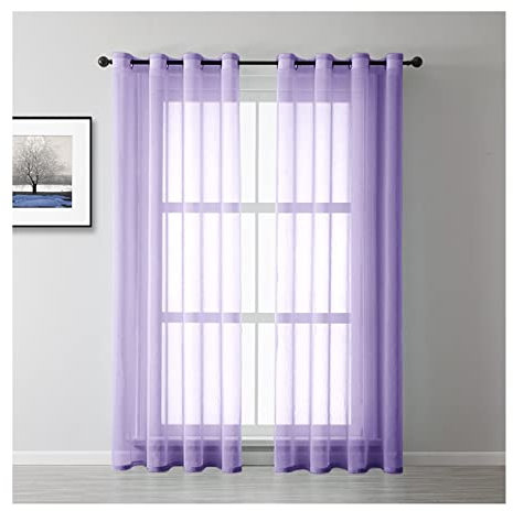 Aotiwe Gardinen Küche Landhausstil, Vorhang Schlafzimmer Einfarbig Lila Polyester 2 Stücke 132X214cm