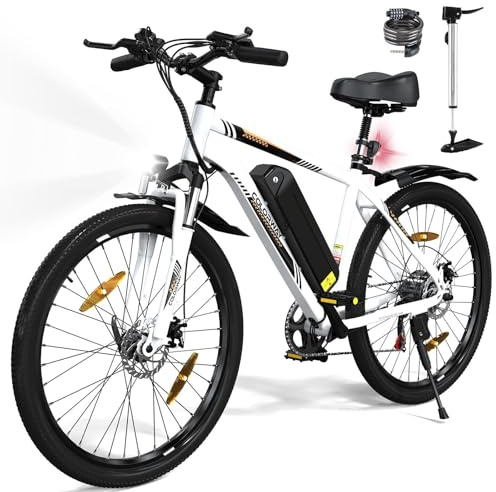 COLORWAY Electric Bike for Adults, 26 Mountain Bike, Electric Bicycle Commute EBike with 36V 15Ah Removable Battery, LCD Display, Dual Disc Brake,Range up to 45-100km,with mudguard.