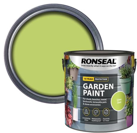 SAVING HUB 2.5L Garden Paint - Exterior Wood Paint Tin - Garden Furniture Colors Paint Outdoors - Benches, Metal, Brickwork, Plants Pots Paint - Fade Resistant (Lime Zest)