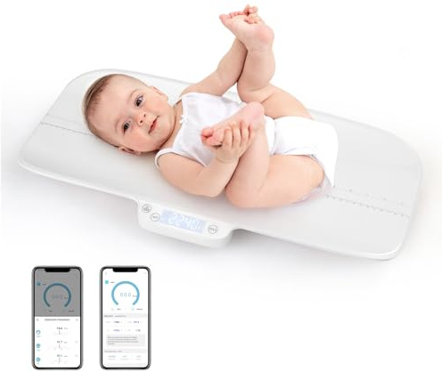 LIFEZEAL Pèse-bébé Numérique, Balance Électrique avec Fonction de Touche, Précision de 2g, Surface Incurvée, Pese Bebe 10g-30kg pour Animaux, Cuisine, 60x30 cm