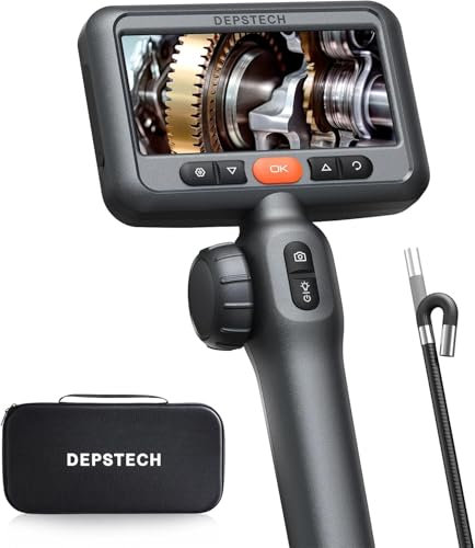 DEPSTECH Endoscopio 210° Curvatura Bidirezionale, Telecamera Endoscopica HD 1080P con luce LED, display IPS da 4,5, sonda telecamera impermeabile flessibile da 6,2 mm per ispezioni auto (1,5 m)