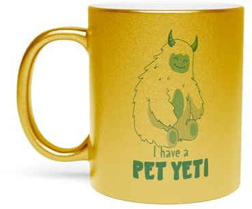 Fabulous Goldene Tasse aus verchromter Keramik - Pet Yeti Myth Movie Dream - 325 ml