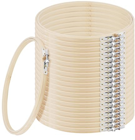 SENJEOK 20 PCS 8 Inch Small Embroidery Hoops, 20cm Adjustable Wooden Embroidery Ring Frame, Bamboo Cross Stitch Hoop for DIY Art Craft Sewing