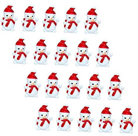MALUGOGO 30 figuras de muñeco de nieve de resina en miniatura, adorables adornos de Navidad para decoración de interiores, árbol de Navidad, mesa, pueblo y paisajismo detallado en miniatura