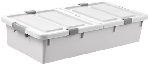 KESOTO Contenitore portaoggetti sottoletto con Ruote, Contenitore portaoggetti sottoletto per Lenzuola, Grigio