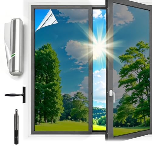 Lámina protectora para ventanas, protección solar contra el calor, interior o exterior, sin residuos, protección contra el calor, autoadhesiva UV para ventana, protector solar (44,5 x 200 cm)