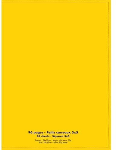 Conquérant Cahier Classique 24 x 32 cm Petits Carreaux 5 mm 96 Pages Agrafées Couverture Polypro Jaune