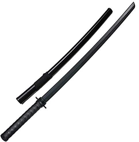 E-BOGU Polypropylene Wooden Style Black Sword with Black Saya Scabbard (33 Mokume)