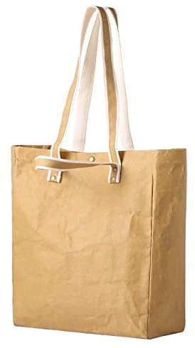 LEKOCH Stor tvättbar återanvändbar kraftpapper tygpåse bärväska för arbete kontor resor shopping skola och vardag, Original färg