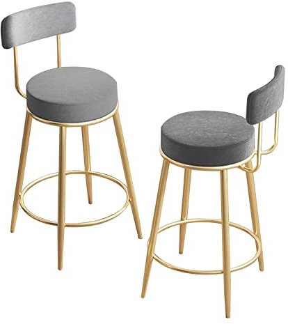 Velvet Barhocker Set mit 2 Thekenhöhe Barhocker mit Rückenlehne und Fußstütze Thekenhocker Barstühle für Bar/Kaffee Küche/Wohnzimmer