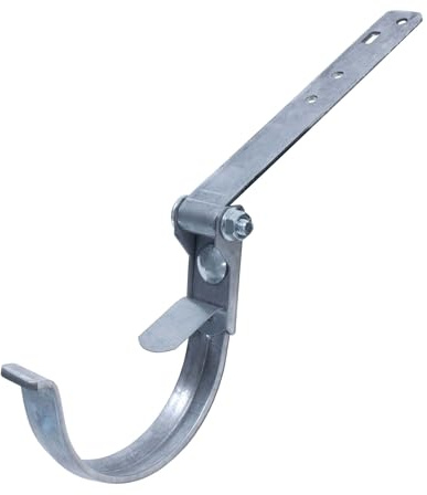 DAPRONA Rinneneisen verstellbar, Rinnenhalter Silber RG 250 für Dachrinne Halbrund, Verstellbar in Höhe und Neigung, hoher Korrosionsschutz