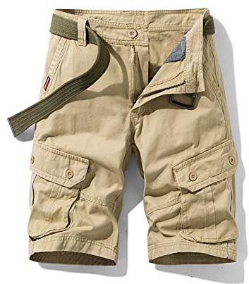 Btmpmcs Short Cargo Classique pour Homme Short de Travail de Combat Multipoches Pantalon Court Bermudas Short de Sport Outdoor Casual Lâche Coton Shorts sans Ceinture