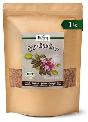 Biojoy Ekologiskt carobpulver, kakaoersättning, utan tillsatt socker, 1 kg | Johannesbrödmjöl från Spanien, perfekt för glass, Ceratonia siliqua L.