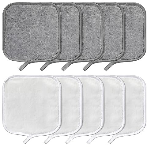 PHOGARY 10 Stück Mikrofaser Abschminktücher Waschbar, Bebe Abschminktücher Mikrofaser Hypoallergene Microfaser Reinigungstücher für das Gesicht Makeup Entferner Tuch 11.8 x 5.9 inches