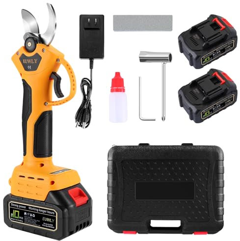 Tijeras de Podar Eléctricas, Tijeras de Podar con Baterías 2x3000mAh, Diámetro DeTijeras de Poda de 40 mm, Tijeras de Podar con Motor Brushless para Jardinería, Árboles Frutales, Viñedos