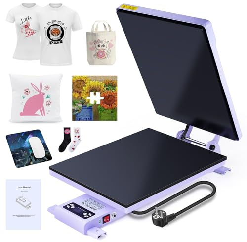 LetCart Prensa de Calor 40 * 50 cm Máquina de Prensado en Calor Aluminio, Planchas Sublimacion con Base Deslizable para Camisetas, Bolsas, Alfombrillas de Ratón, DIY(Morado)