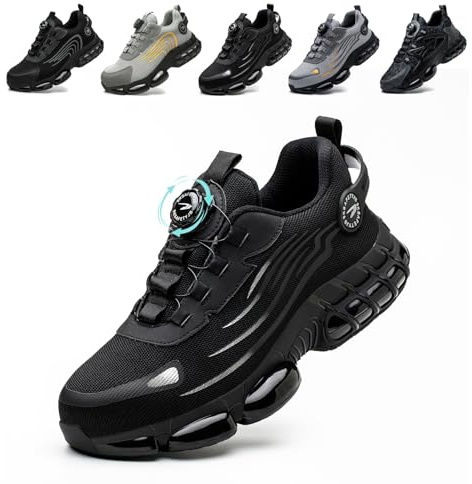 Scarpe Antinfortunistiche Uomo Donna Scarpe da Lavoro Traspiranti Leggere Comode con Punta in Acciaio Black 39 EU