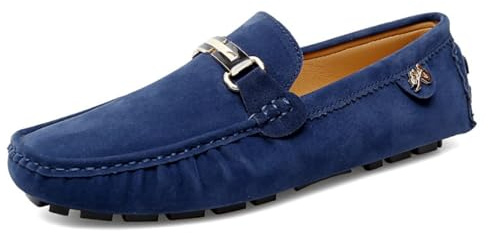Hombres Elegante Hebilla Mocasines Comodidad Ante Zapatos de Conducir Estiloso Pantuflas Holgazanes Slip On Verano Plano Cuero Zapatos de Conducción 38-49 EU