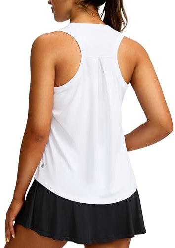 Women's Workout Tops Racerback Athletic Tank Tops Sleeveless Loose Fit Yoga Running Gym Shirts for Women(White,M)