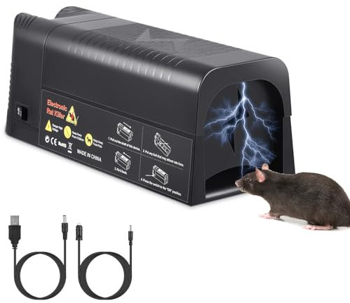Electric Mouse Trap Indoor, Automatic Rat Killer Mouse Zapper, Upgraded Home Rat Trap with Powerful Voltage, Humane Mouse Traps for Rats and Mice in Living Room, Kitchen, Attic, Garage, No Battery
