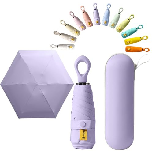 Mini Sun Travel Umbrella Ring handle Coating Layer Fabric Blocking/anti UPF 50 UV Protection 99.9% Compact Folding Purse Umbrella/Lightweight Small Portable Backpack/Rain Sun/Men Women Kids