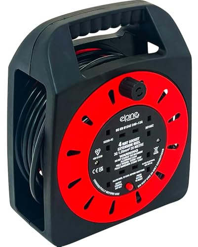 4 Way 20M Extension Reel - Heavy Duty Cassette Lead, Cable Mains Socket 20A Metre | Suitable For Indoor & Outdoor Use | Appliance Connecter