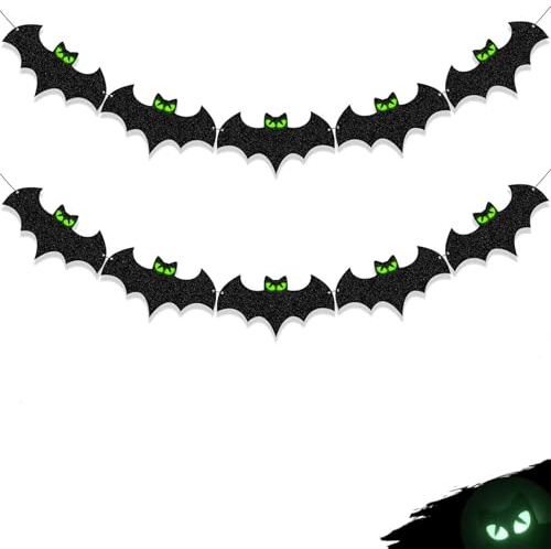 ALEGRE Halloween Deko Fledermäuse Girlande, Fledermaus Deko Girlande Banner, Fledermaus Girlanden Halloween Party Deko, Horror Deko Fledermäuse Girlanden für Halloween, Spukhaus, Karneval Deckendeko