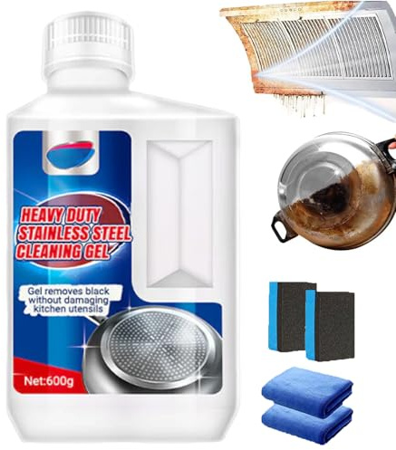 Gel detergente ad alte prestazioni per acciaio inossidabile, gel detergente per il fondo delle pentole nere, detergent multiuso, detergnte per pentole bruciate senza sforzo (1 flacone)