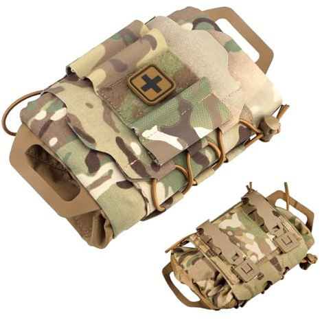 Bolsa Primeros Auxilios, Sistema Dos Piezas, Bolsa para botiquín Primeros Auxilios vacía, para cinturón con múltiples Bolsillos, médica pequeña Tela Oxford Impermeable para AC.