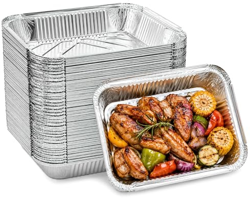 Shyllin 25 Bandejas Aluminio Desechables - Bandejas para Barbacoa y Goteo (850ml)