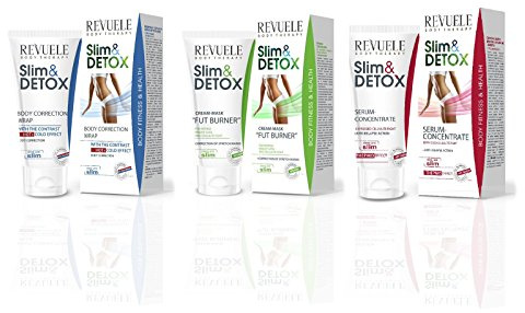 revuele Slim & Detox 1 x quemador de grasa crema máscara para envoltura corporal de corrección de + 1 x + 1 x – Suero Concentrado 3 paquetes 200 ml