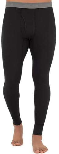 Fruit of The Loom Men's Recycled Waffle Thermal Underwear Bottom, Black, X-Large