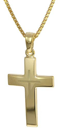 trendor Kreuz-Anhänger Gold 333 + goldplattierte Silber-Halskette 35790-45 45 cm