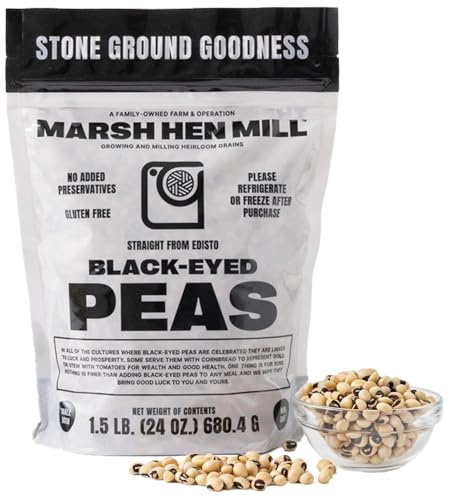 Marsh Hen Mill Black Eyed Peas | Heirloom Variety w/Savory, Nutty Flavor | Dried Legumes for Soup, Stews & Southern Dishes | High Protein & Micronutrients | Gluten-Free, No Preservatives | 24 Oz Pack