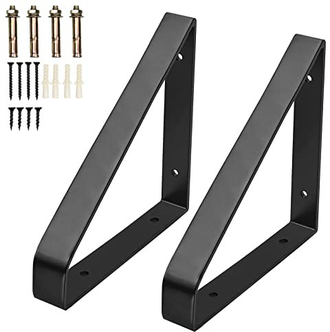 2 Stück Regalhalterungen Schwere Beanspruchung Schwimmende Dreieck Regalträger, Schwerlast Regalhalterung Wand Regalträger mit Schrauben und Dübel für Bücher Wohnzimmer Büro Küchen (Schwarz)