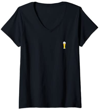 Femme Verre à bière blanche Jga T-Shirt avec Col en V