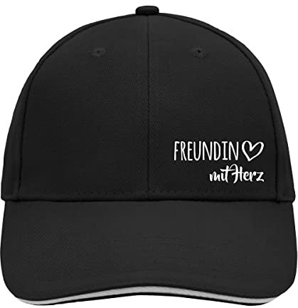 Huuraa Cappy Mütze Freundin mit Herz Geschenk Black/Light Grey Freundin Präsent