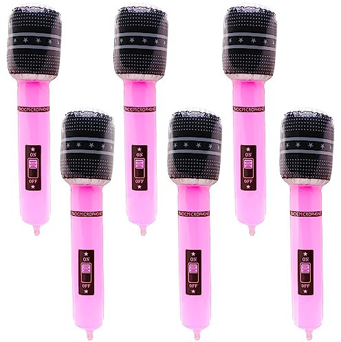 Toyland® Pack of 6 40cm Neon Pink Inflatable Microphone Novelty Party Decoration – Fancy Dress Accessory