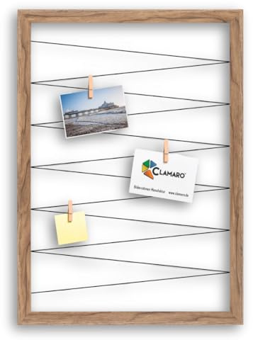 Clamaro 'Collage Flex' Cornice Portafoto 60 x 80 cm | Quercia Catania | Cornice per foto collage con elastici e mollette fotografiche | Ideale come galleria per foto o cartoline