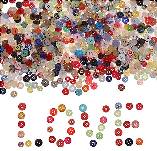 Hejo 1200 Stück Bunte Knöpfe zum basteln, Knöpfe Bunt Gemischt aus Kunststoff, Kinderknöpfe, Bastelknöpfe für Handwerk DIY, Geschenk Deko, Nähen